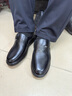 蜻蜓牌【100%全牛皮】男士皮鞋商务休闲真皮防滑软底软面中老年爸爸鞋真皮透气套脚舒适耐磨真皮百搭鞋子 黑色 40 实拍图