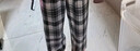 唐狮（TonLion）2024女休闲显瘦松紧格纹加绒休闲裤 黑色调 L  实拍图