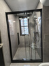 九牧一字形三联动推拉移门干湿分离淋浴房浴室卫生间玻璃隔断赠挡水条 雅黑（不锈钢窄边） 光玻1.2-1.29m（高1.9m） 实拍图