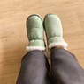 京东京造高帮棉拖鞋男羽绒布毛绒防风包脚跟棉拖鞋女款浅绿色37-38 JZ1223 实拍图