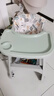 XUM肯德基婴儿餐椅同款宝宝多功能座椅儿童高度可调成长吃饭餐桌椅 青色+双餐盘+刹车轮+坐垫+置物兜 实拍图