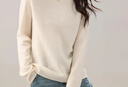 100%羊毛衫女26新款圆领气质百搭宽松毛衣纯色无缝一体针织衫 奶白 M 实拍图