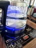 开品 全自动底部上水感应续水电热水壶 家用办公茶具套装烧水消毒茶台 可嵌入式玻璃烧水壶茶桌一体 1L 晶耀黑 20X37CM 蒸茶烧水 桶水款 实拍图