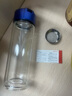 【京东物流】高硼硅双层玻璃杯大容量泡茶杯耐高温加厚水杯茶杯 隐形提环蓝色玻璃杯 300ml 1只 实拍图