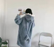 甜乐鱼史迪仔睡衣  秋冬季加厚法兰绒卡通连帽情侣睡衣外穿家居服套装 灰鲨鱼睡袍【加厚】 S 建议155cm80斤以内 实拍图