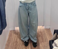 优衣库女装男装宽松廓形牛仔裤/弯刀镰刀裤子25秋冬新款479000 62 粉蓝色 25 /160/64A 实拍图