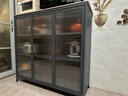 帅仕（shuaishi）厨房置物架落地岩板餐边收纳柜橱柜微波炉烤箱锅具储物架碗柜用具 灰4层120长45深【免钉安装】可调层高 实拍图
