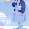 儿童防水雨衣带书包位隐藏式书包位大帽檐环保无异味上学户外新款 深蓝拼蓝 XXL 实拍图