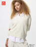 优衣库女装可机洗罗纹半开领针织衫/毛衣25秋冬新款480414 30 浅米色 S 实拍图