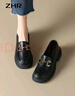 ZHR乐福鞋女软底百搭圆头小皮鞋子女英伦风粗跟女鞋 OFTEP06 黑色 38 实拍图