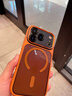 艾德加（Eddga） 适用苹果17promax手机壳16pro超薄透明磁吸壳硅胶保护壳金属按键镜头全包围防摔简约亚克力硬外壳 星橙色-秒变17磁吸壳+钢化膜 苹果17promax 实拍图