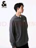 杰克·琼斯（JACK&JONES）25年秋季植绒重磅棉字母休闲套头宽松长袖T恤男装打底衫内搭外穿 水泥灰色E39 XL 185 实拍图