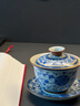 兮元记青花汝窑三才盖碗茶杯单个高档家用国风功夫泡茶碗三件套茶具套装 繁花米黄汝窑纳香盖碗（180ml） 实拍图