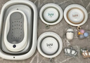 iuu婴儿洗澡盆 可折叠宝宝浴盆大号 洗澡神器躺托浴架新生儿童用品 【北欧灰】+调节感温浴架+脸盆*3 材质：FAD食品级材质检测认证 实拍图