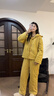 ZUMASHL睡衣女士2026新款秋冬季纯棉夹棉袄加厚保暖可外穿家居服套装冬天 S85990#（翻领）夹棉套装-麦穗金 M 【建议85-120斤穿】三层加厚 实拍图