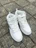 安踏（ANTA）高帮板鞋男春夏季新款皮面防水厚底增高运动鞋经典小白鞋板鞋男 【店长推荐高帮板鞋】象牙白/灰 42 实拍图
