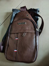 【京东物流】春夏新款真皮触感胸包男女书包时尚单肩斜挎包背包 单层-棕色（成熟稳重） 实拍图