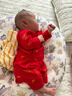 贝瑞加（Babyprints）宝宝满月服新生儿红色新年衣服婴幼儿百天连体衣纯棉 长命锁52 实拍图