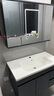 恋派浴室柜 陶瓷一体盆卫生间洗脸盆柜组合悬挂式洗漱台智能洗手盆柜 风水镜柜】珠光灰+陶瓷盆 90cm 实拍图