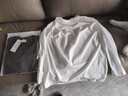 战浩【2件】纯棉长袖T恤男春秋圆领纯色中青年宽松大码打底衫重磅秋衣 白色+铁灰色 XL 建议【135-150斤】 实拍图