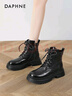 达芙妮靴子女马丁靴女秋季新品爆款2025厚底百搭英伦风短靴显脚小女靴 黑色【单里8孔】 37 实拍图