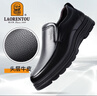 老人头（LAORENTOU）男士皮鞋商务休闲鞋头层牛皮套脚鞋耐滑圆头爸爸鞋 260278 黑41 实拍图