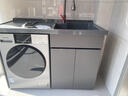 希尚可定制洗衣机柜加厚蜂窝铝切角阳台柜滚筒洗衣机伴侣石英石洗衣柜 130cm灰色右盆【白盆备注】 实拍图