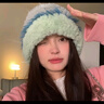 目丸加厚毛绒绒针织帽子女秋冬款防寒毛线帽保暖护耳显脸小韩版大头围 白蓝绿拼色毛绒帽 实拍图