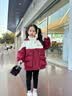 三叶豆女童加绒冲锋衣外套秋冬2025新款儿童衣服女孩加厚冬装三合一棉衣 红色-加绒单外套 140 cm 晒单实拍图