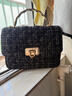 CHARLES&KEITH菱格链条手提斜挎包小方包包女包生日礼物CK2-50701608 Black Tweed黑色/白色 S 实拍图
