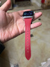 ROMISS适用于iwatch苹果手表表带apple watch S11/10/9/8/7表带意大利荔枝纹真皮腕带高级感轻奢手表链 胭脂红（小蛮腰女款） (S) 40/41/42表盘通用-银色表扣 实拍图