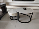 柏莱帝尼（Bolatine）实木茶几客厅岩板轻奢小户型可伸缩圆形茶几桌 黑架白柜【70雪山白+50雪山白】 实拍图