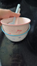 【天天低价】新款釉下彩陶瓷碗餐具套装少女心ins风陶瓷碗勺 【99%人选择】梦幻粉蓝两碗两勺 实拍图