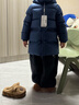 保姆鹅  【风墙】儿童羽绒服宝宝中长款护脸加厚外套保暖童装[NG2664] 海军蓝 120 实拍图
