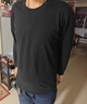 战浩【2件】纯棉长袖T恤男春秋圆领纯色中青年宽松大码打底衫重磅秋衣 黑色+铁灰色 XL 建议【135-150斤】 实拍图