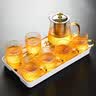 瓷牌茗茶具（cipaiming teaset） 透明玻璃茶具整套套装家用功夫茶壶茶杯会客泡茶器 金盖雅致锤纹杯7件套+小长方盘 实拍图