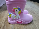 牧萌儿童雨鞋男童女童防水立体宝宝防滑耐磨卡通雨靴 粉色独角兽 18码 实拍图