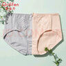 欧迪芬（Ordifen）秋冬年健康棉质内裤女舒适柔软透气吸汗小裤蝴蝶结2条装送女友 香槟肤+桦灰色 XL (170/100) 实拍图