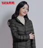 鸭鸭（YAYA）佟丽娅同款秋冬轻薄羽绒服女冬装短款鸭绒轻型薄款女士保暖外套K 黑色 3XL (180) 实拍图
