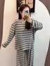南木熊睡衣女春薄款德绒家居服套装韩版条纹圆领长袖保暖打底衫女可外穿 条纹睡衣M码【80-100斤】 实拍图