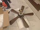 源氏木语中古大风力吊扇灯中式实木电风扇灯护眼吊灯客厅餐厅智能新全光谱 吊杆46寸古铜-全光谱-变频-遥控 实拍图