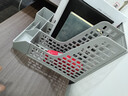 得力（deli）3联带笔筒多功能桌面档案收纳盒文件框栏篮盘书立架 办公用品多层文件置物架资料架镂空灰色 实拍图