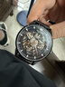 冠琴（GUANQIN）手表男士机械表雕花系列全自动镂空夜光防水商务瑞士品质国潮腕表 钢带全黑黑面 实拍图