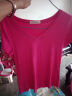 艾路丝婷夏装新款T恤女短袖上衣韩版修身体恤TX3560 玫瑰红色 S 实拍图
