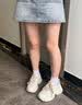 回力女鞋老爹鞋女款2026新款夏季女士小白鞋子爆款厚底增高运动鞋 白黑【5cm皮面防水】 38 实拍图