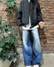 gxgjeans男装 PU皮时尚休闲宽松棒球领飞行员夹克外套25秋新品 黑灰 M (170) 实拍图