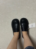 达芙妮单鞋女牛皮小皮鞋新款百搭平底乐福鞋一脚蹬女鞋422104579 黑色37 实拍图