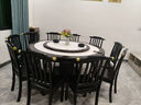 梵宜实木餐桌椅组合 新中式岩板大圆桌带转盘家用8-10人吃饭桌子F339# 1.6m进口岩板桌+10椅【送转盘】 橡胶木 实拍图