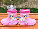 牧萌儿童雨鞋男童女童防水立体宝宝防滑耐磨卡通雨靴 粉色独角兽 19码 实拍图