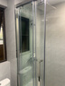 东鹏（DONGPENG）淋浴房三联动推拉门一字形卫生间隔断干湿分离玻璃浴室隔断沐浴房 雅黑缓冲1.2-1.29/2米高|极窄 升级1.0壁厚不锈钢+2cm极窄边框 实拍图
